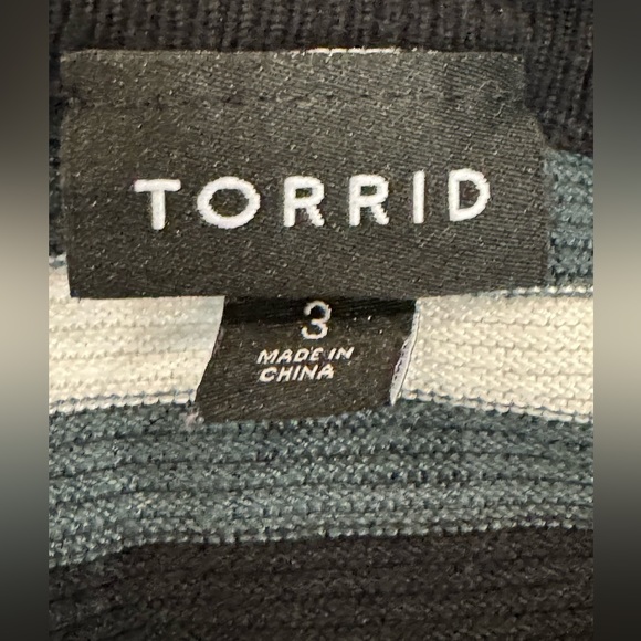 Torrid Ribbed Midi Sweater Dress in Black Green. White Stripes Size 3X - Picture 5 of 8